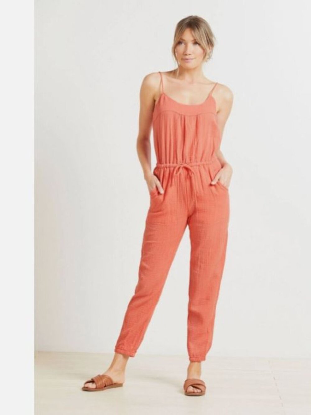 Evereve Gemma Gauze Jumpsuit size L